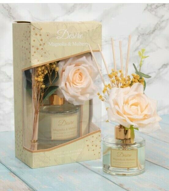 Desire Magnolia&amp; Mulb Boutique Reed Diffuser Floral Glass Jar Tassels 100ml - $16.35