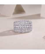 Platinum 925 Sterling Silver Wide Row Full Moissanite Arena Style Ring (Size 5-9 - $168.74