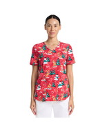 Rudolph Warm And Cozy Women&#39;s V-Neck Print Scrub Top, Size L Color Rudolph - $492.40 MXN