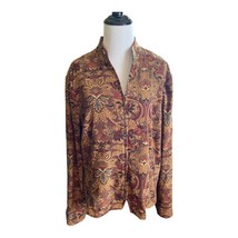 Requirements Womens Sz XL Brown Floral Zip Up Long Sleeve Jacket Light U... - £14.23 GBP