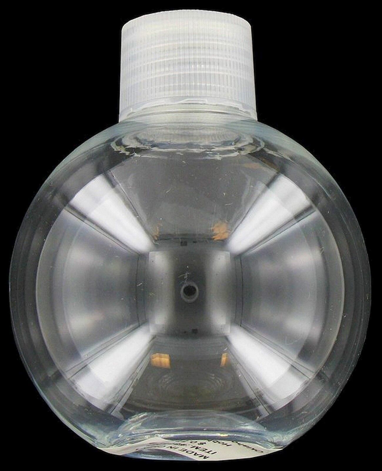 Primary image for Ball Shaped Crystal Clear PLASTIC BOTTLE Jar 5oz w cap rOund Shatterproof 150 mL