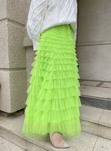 Fuchsia Tiered Tulle Maxi Skirt Outfit Women Custom Plus Size Layered Tutu Skirt image 7