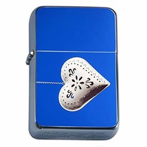 White Heart Flip Top Oil Lighter Em1 Smoking Cigarette Silver Case Included - £7.17 GBP