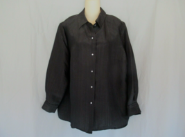 Liz Claiborne Villager Woman top shirt button up Size 1  (1X) black long sleeve - £8.48 GBP
