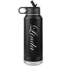 Linda - 32oz Insulated Water Bottle - Black - £33.57 GBP