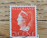 Netherlands Stamp Queen Wilhelmina 7 1/2c Used Orange - £1.48 GBP