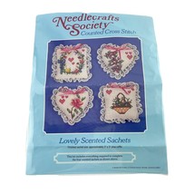 Needlecrafts Society Cross Stitch Lovely Scented Sachets Kit Makes 4 Floral - $16.00