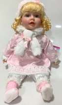 New Vinyl Zoey Play Doll Blond Hair Blue Eyes 22&quot; PINK/WITE Winter Outfit - £27.20 GBP