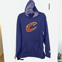 Mens Adidas Cleveland Cavaliers Logo Graphic Print Blue Hoodie Sweatshirt Size L - $29.69