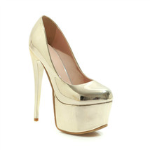 Shion 16cm ultra high heels shoes female sexy silver gold women s heels pumps round toe thumb200
