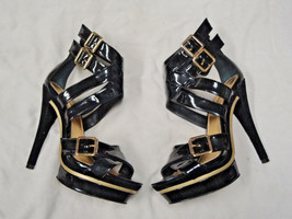 bebe black patent leather/ suede platform heel   Size 6  Strappy - £28.47 GBP