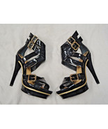 bebe black patent leather/ suede platform heel   Size 6  Strappy - $48.71 CAD