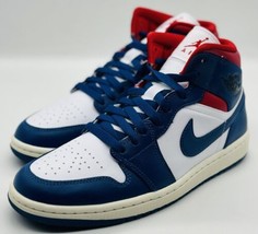 NEW Nike Air Jordan 1 Mid USA French Blue Red White BQ6472-146 Women&#39;s S... - £126.60 GBP
