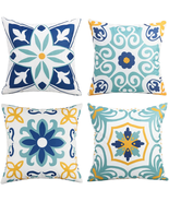 Outdoor Waterproof Throw Pillow Covers Set of 4 Floral Printed and Boho ... - £23.83 GBP