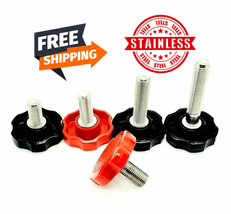 3/8&quot;-24 Thumb Screws Fine Thread Round Plastic Fluted Clamping Knob Grip 4 Pack  - £13.00 GBP+