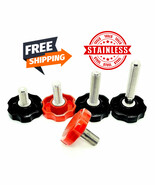 3/8&quot;-24 Fine Thread Stainless Thumb Screws Round Black Clamping Hex Knob - $17.37 CAD+