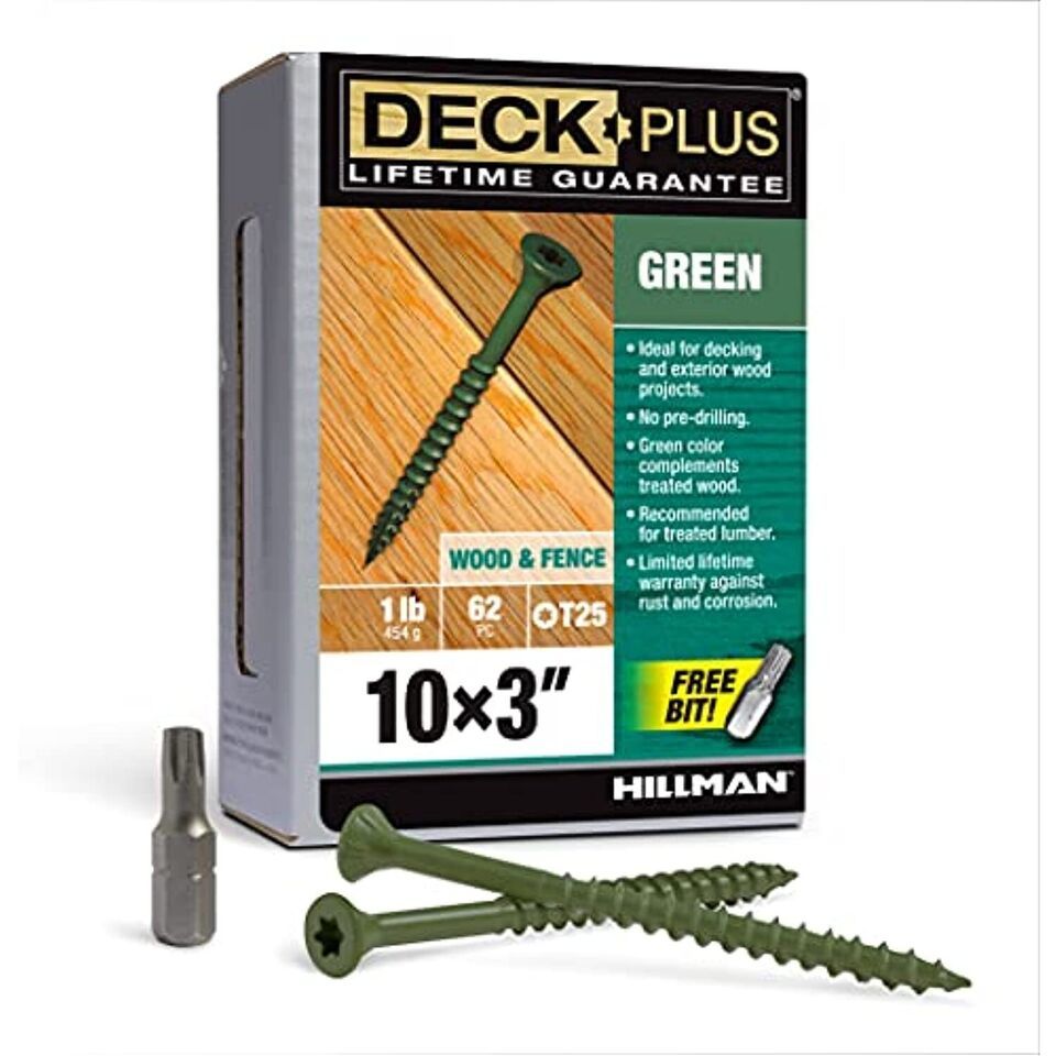 Deck Plus 48404 Wood Screws #10 x 3&quot;, Green, 1lb Box - $21.02