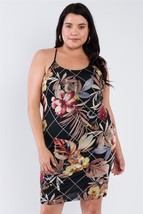 Plus Size Criss-cross Open Back Mini Floral Print Dress - $15.40