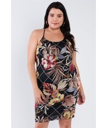Plus Size Criss-cross Open Back Mini Floral Print Dress - $287.88 MXN