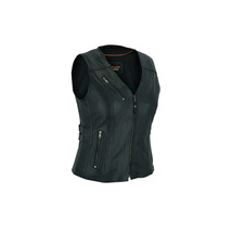 Ladies Black Leather Vest with Buckles Concealed Carry form fitting - $1,514.84 MXN+