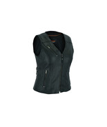 Ladies Black Leather Vest with Buckles Concealed Carry form fitting - $108.53 CAD+