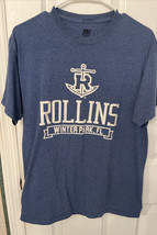 Rollins Winter Park, Fl Women&#39;s Blue with White Graphic Design T Shirt Size M - £11.94 GBP