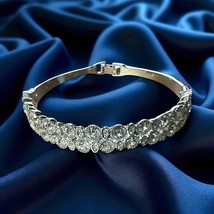 MACYS Tiara Cubic Zirconia Halo Bangle Bracelet Silver Tone - $12.99