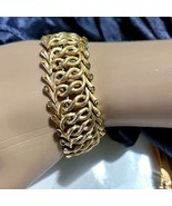 Vintage Crown Trifari Bracelet Brushed Gold Tone Link Chain Knot Twist S... - £37.56 GBP