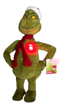 The Grinch Christmas Greeter with Light Up Heart Plush Santa Hat Holiday... - $41.53