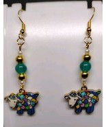 Enameled Multi-colored Sheep Dangle Earrings - £2.53 GBP