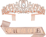 Rose Gold Baroque Rhinestone Tiara and Crown for Women ,HAPPY Birthday Q... - $17.71