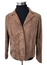 Bamboo Traders Jacket Women&#39;s Size Large Fitted Brown Faux Animal Print - £17.02 GBP