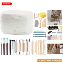 Versatile 10LB White Clay with Complete 40 Piece Pottery Tool Set for Sc... - $102.91