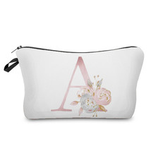 Flowers Alphabet Printed Cosmetic Bags  Bridal Party Make Up Bags Pouch Necessar - £45.57 GBP