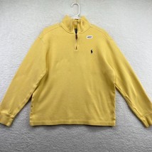 Polo Ralph Lauren Mens 1/4 Zip Pullover Sweater Size M Leather Pull Yellow Pony - £19.38 GBP