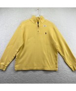 Polo Ralph Lauren Mens 1/4 Zip Pullover Sweater Size M Leather Pull Yell... - $24.74