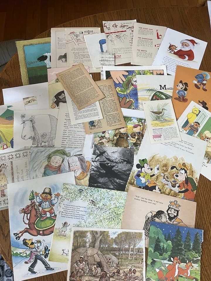 Lot Of 30 VINTAGE CHILDREN&#39;S BOOK PAGES Junk Journal, Scrapbooking Ephem... - $4.66