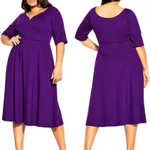 NWT City Chic Cute Girl Fit n Flare Dress in Petunia Purple Size 18 - £44.47 GBP