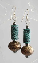 Judy Strobel Ancient Style Faux Turquoise &amp; Hematite Earrings  - £11.69 GBP
