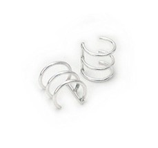 Sterling Silver 3 Bars Wire Band Ear Cuffs, One Piece - $8.99