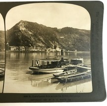 St Goarshausen Across the Rhine Boats Germany 1907 H C White Stereoview Photo - £7.72 GBP