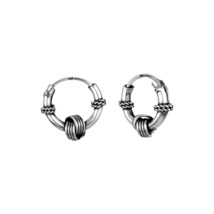 925 Sterling Silver Bali Hoop Earrings - £11.67 GBP