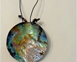 Wire Hung Rainbow Luminescent Abalone Shell Pendant Necklace - $13.99