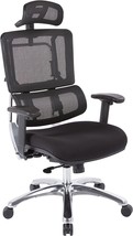 Fully Adjustable Manager&#39;S Office Chair With Headrest, Black Mesh Back, Polished - £375.97 GBP