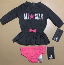 CONVERSE Star Baby Infant Girl Ruffle Romper Dress &amp; Matching Bottoms NB... - $246.89 MXN