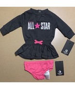 CONVERSE Star Baby Infant Girl Ruffle Romper Dress &amp; Matching Bottoms NB... - $246.89 MXN