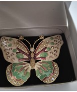 Beautiful Vtg KJL Kenneth Jay Lane Crystal Enamel Butterfly Gold Tone Br... - $728.74 MXN