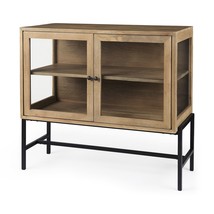 36" Natural Solid Wood Sideboard with Two Glass Doors - $1,129.03 CAD
