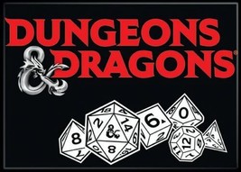 Dungeons &amp; Dragons Game Name Logo Above Assorted Dice Refrigerator Magne... - $3.99