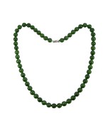0.3&quot;Certified Hetian Nephrite Jasper Jade Women&#39;s Round Beads Necklace 2475 - £299.54 GBP